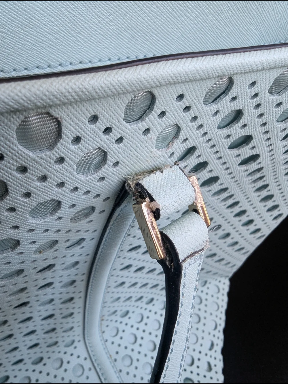 kate spade Light Blue Perforated Leather Tote